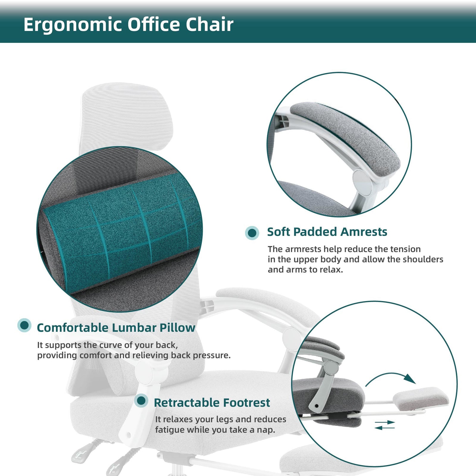 Walker Edison | White Mesh High Back Ergonomic Office Desk Chair