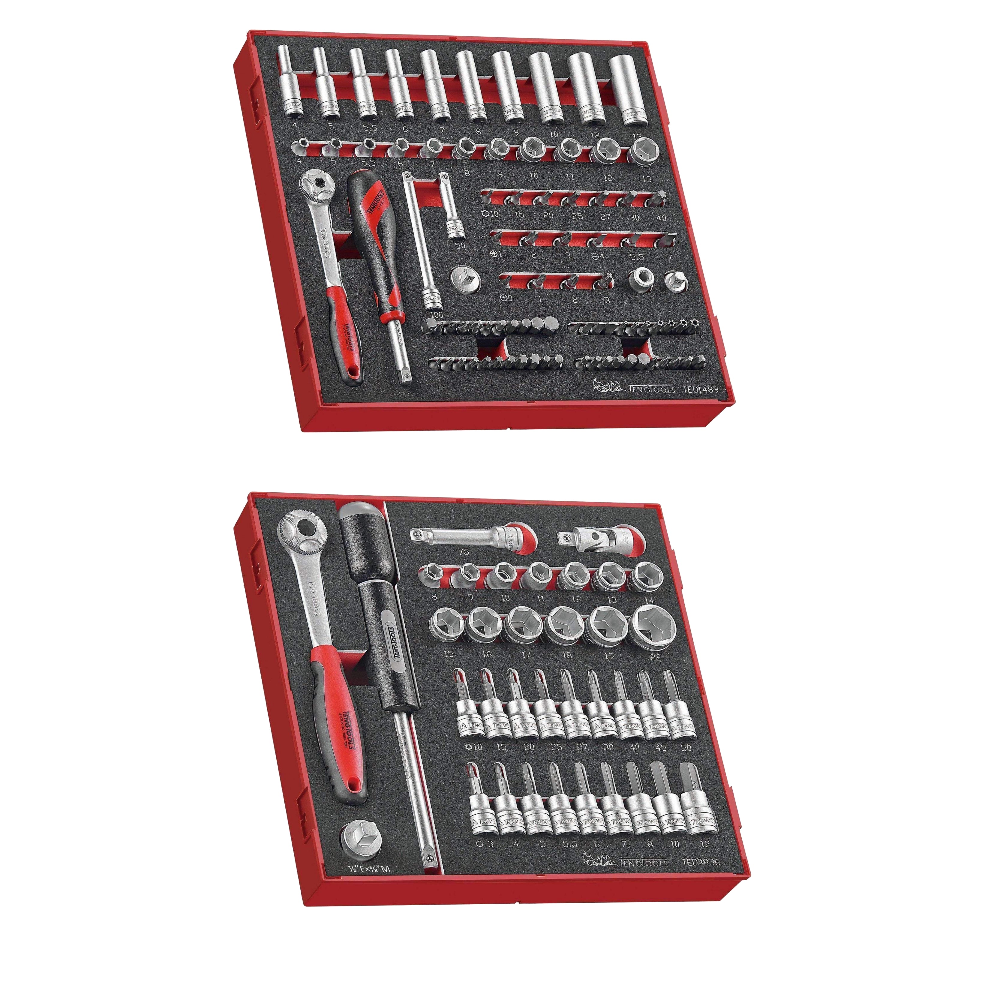 Teng Tools 183 Piece Complete Mixed EVA Foam Service Tool Kit With Black USA Tool Box - TC806NBK-USA2