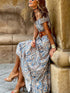Printed Maxi Dress with Belt