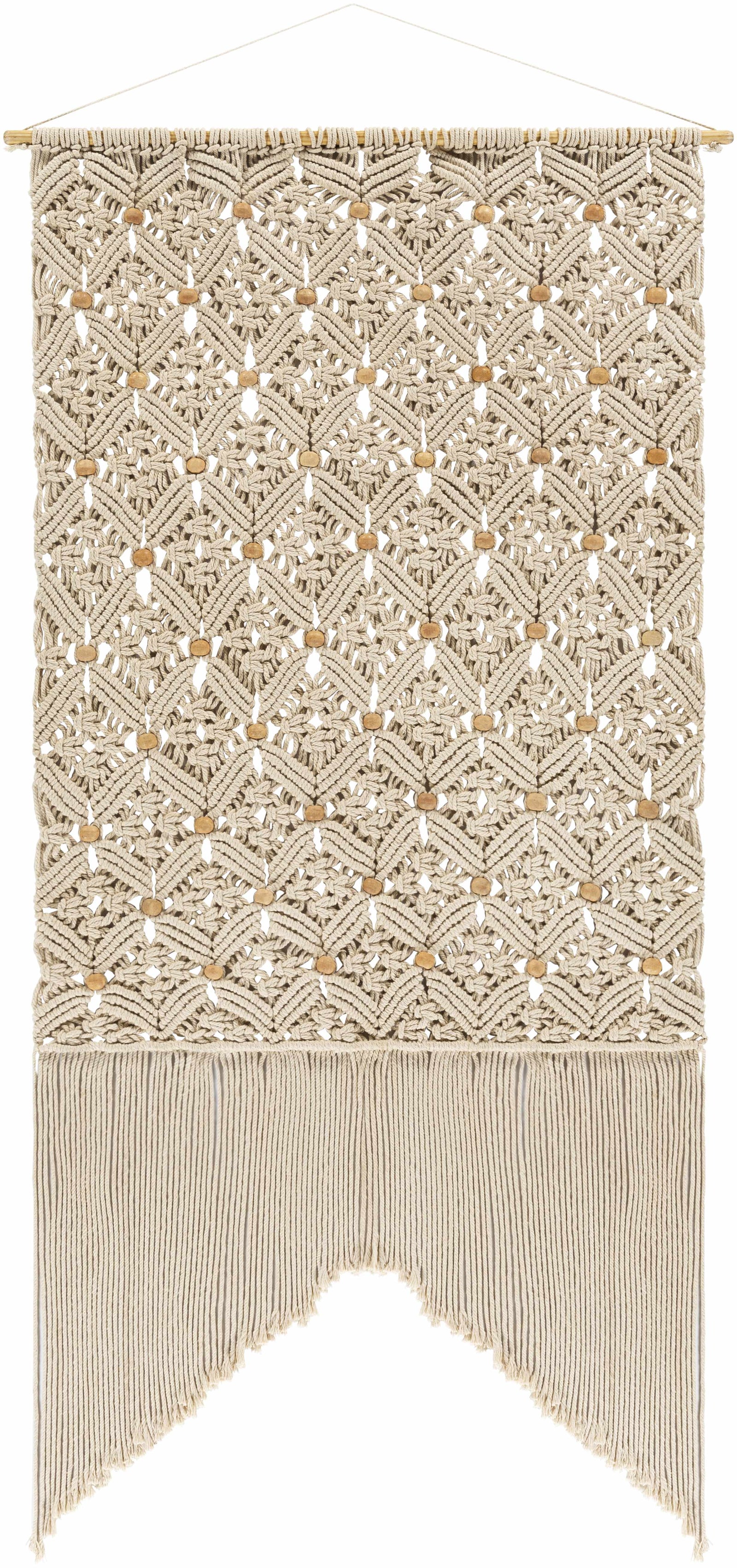 Tapiz bohemio de macramé en color beige Ever