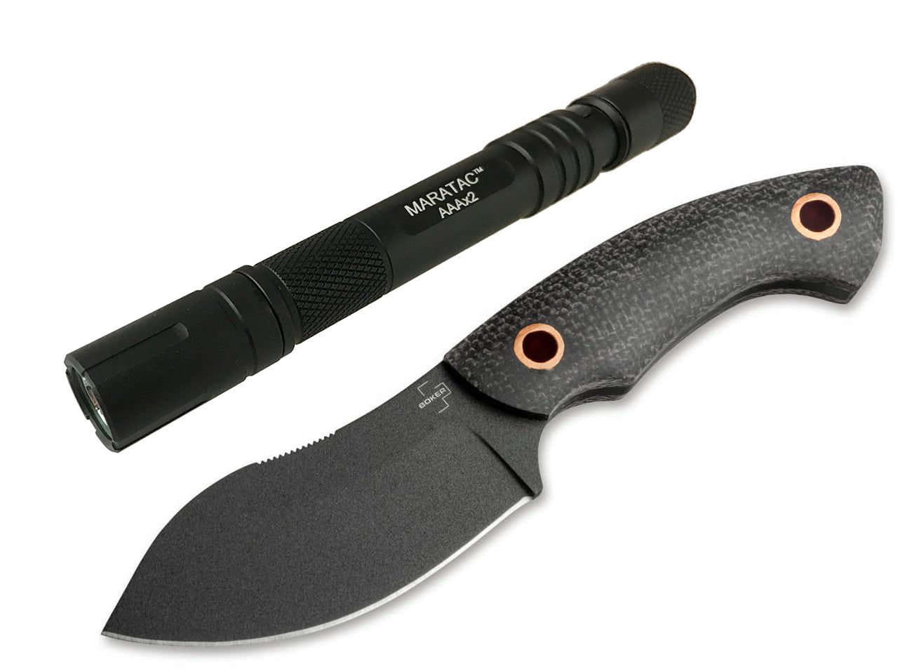 Combo exclusivo de cuchillo Nessmi Micarta D2 y linterna Maratac®