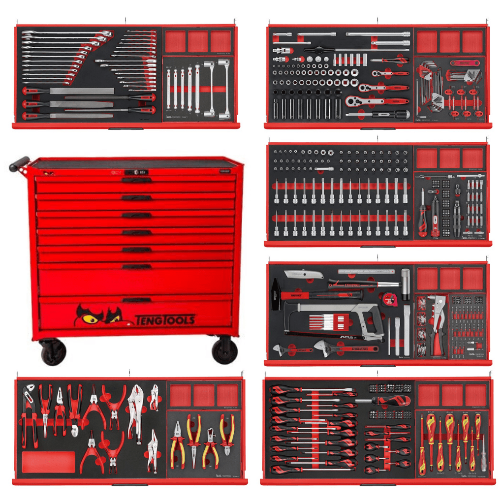 Juego de herramientas de espuma profesional con 7 cajones y 631 piezas Teng Tools - TCEMM631N