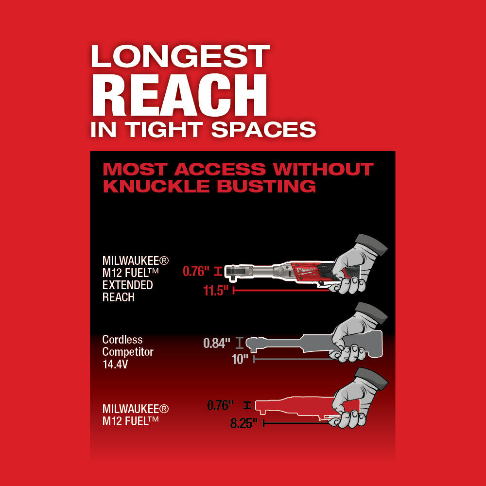 Milwaukee 2560-20 M12 FUEL™ 3/8 in. Extended Reach Ratchet