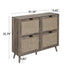 Walker Edison | Modern Rattan 4 Door Shoe Rack Cabinet for Entryway