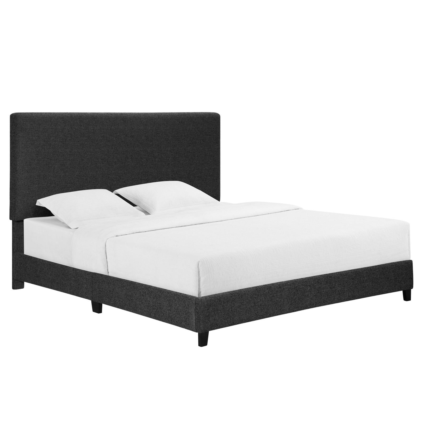 Walker Edison | King Size Charcoal Grey Upholstered Platform Bed