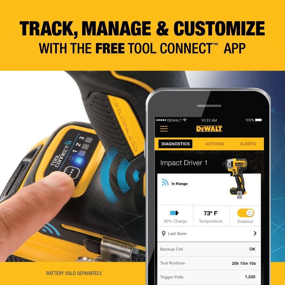 DEWALT DCF888B 20V MAX* XR Brushless Tool Connect Impact Driver (Tool Only)