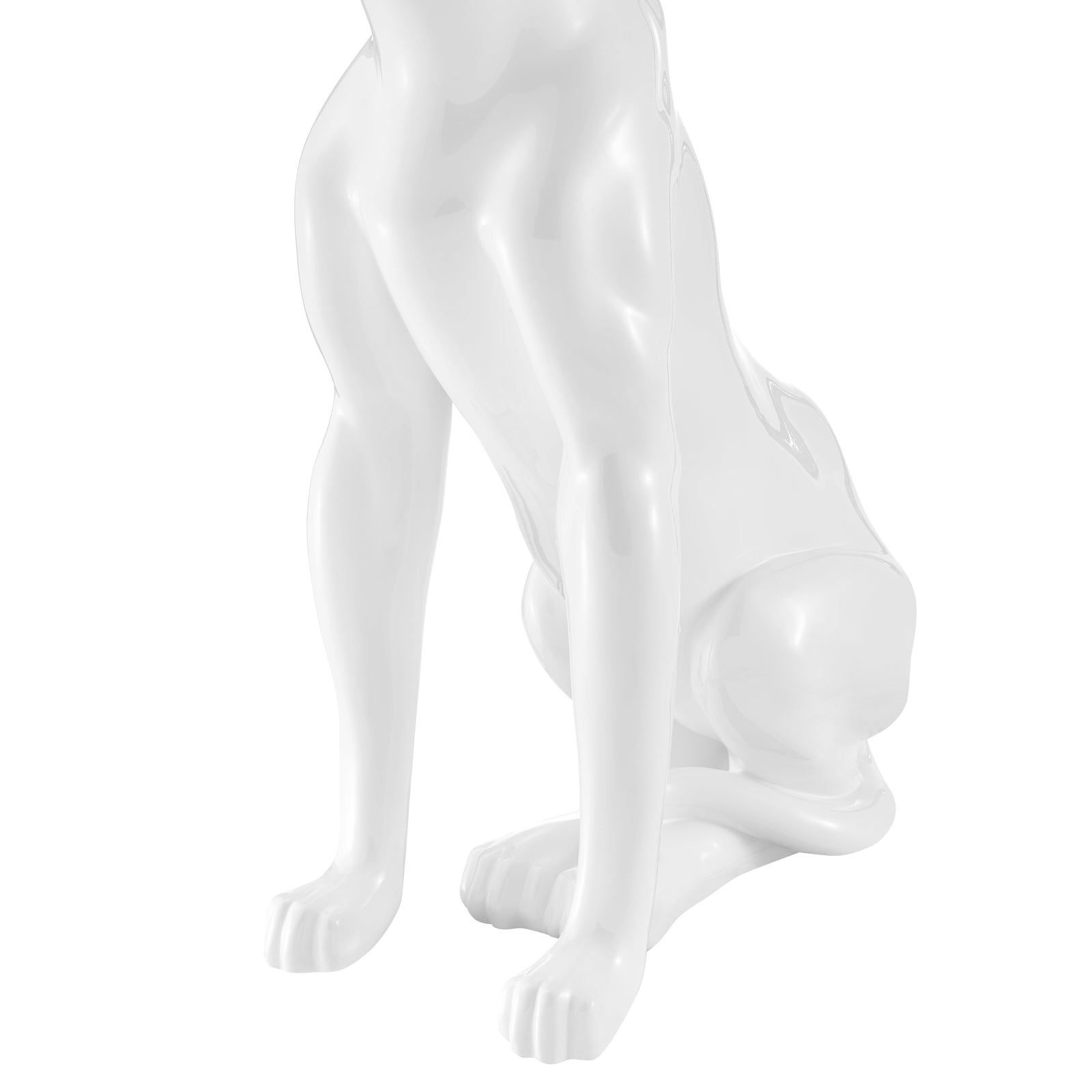 Escultura de pantera sentada de Boli // Blanco brillante