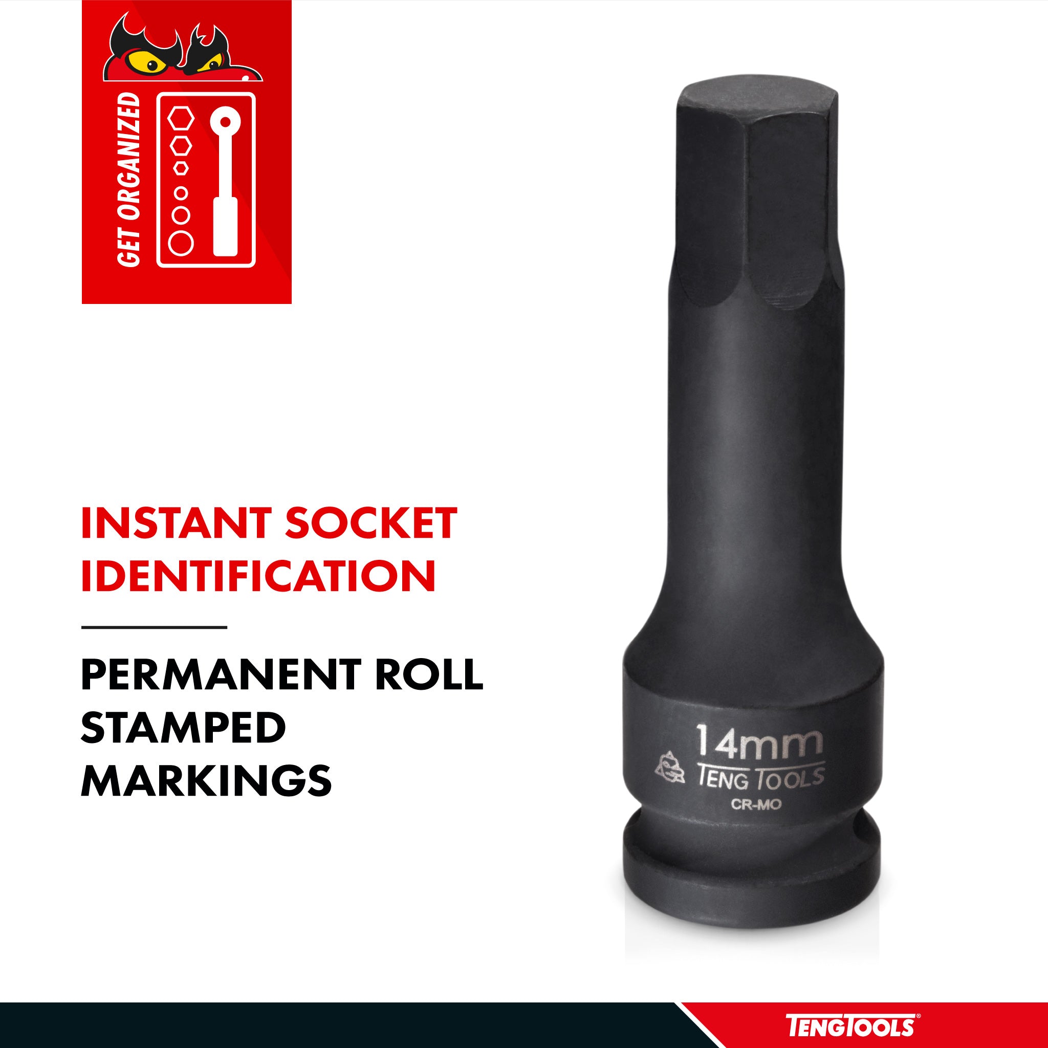 Teng Tools 1/2 Inch Drive Metric Hex Chrome Molybdenum Impact Sockets