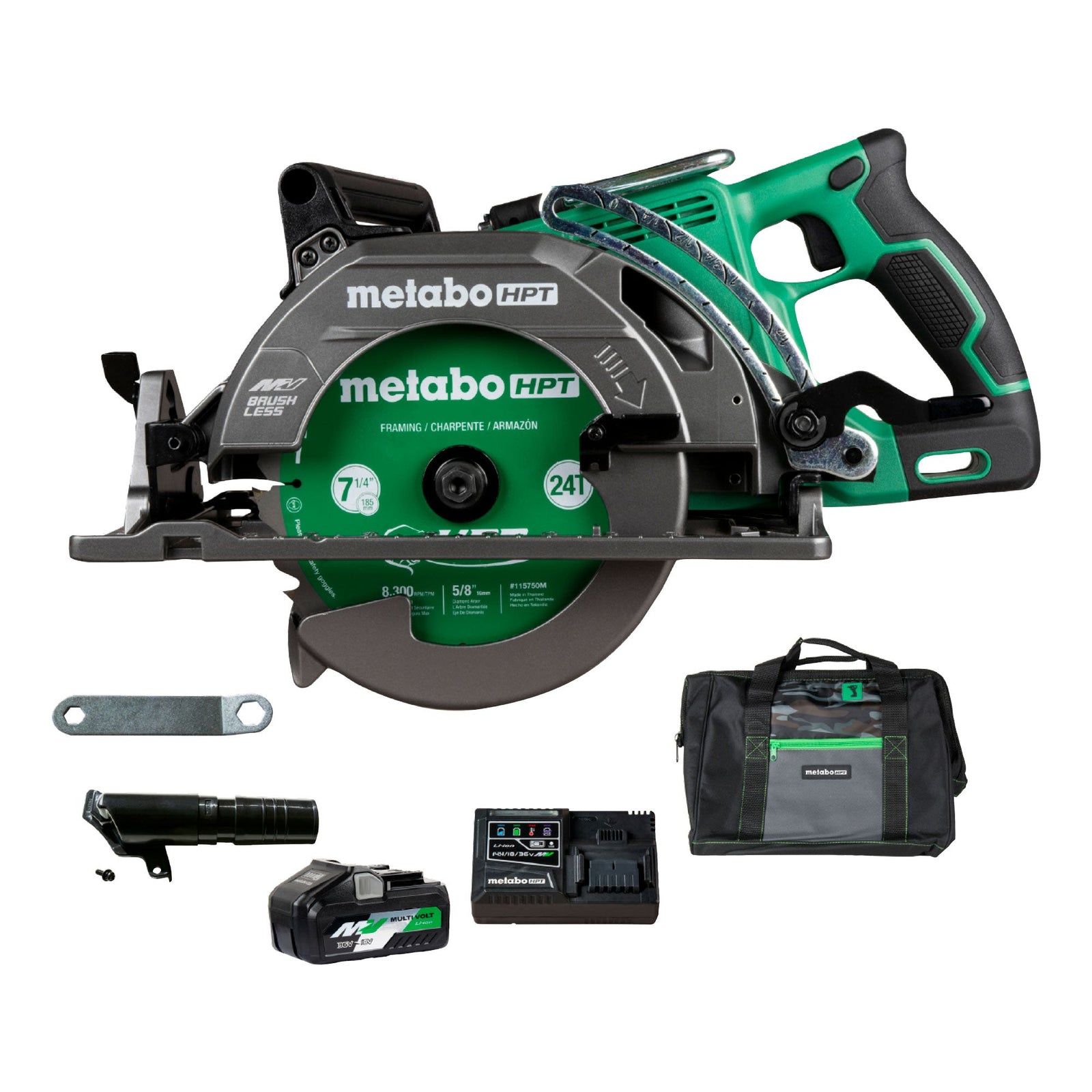 Sierra circular con mango trasero Metabo HPT C3607DWAM de 7-1/4 pulgadas