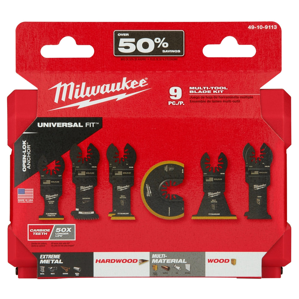 Milwaukee 49-10-9113 KIT DE HOJAS PARA MULTIHERRAMIENTAS OPEN-LOK™ DE 9 PIEZAS DE Milwaukee®