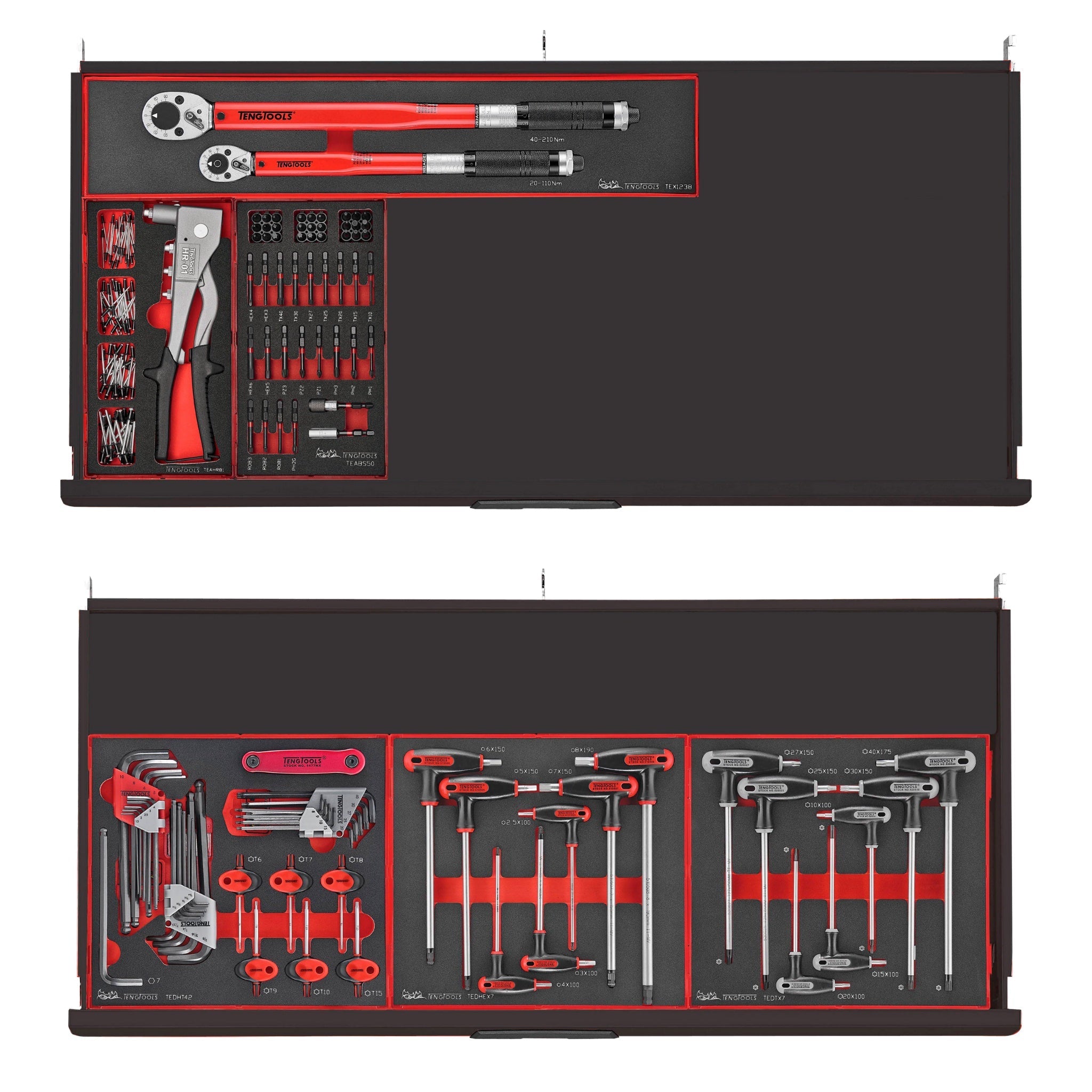 Teng Tools 447 Piece PRO35 37 Inch Wide EVA Foam Black Roller Cabinet Workstation Tool Kit - TCEMM637NBK-BUILD