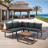 Walker Edison | Steel 4 Piece L-Shaped Patio Sectional Sofa Set