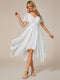 Asymmetrical Short Sleeve Chiffon Dress with Lace