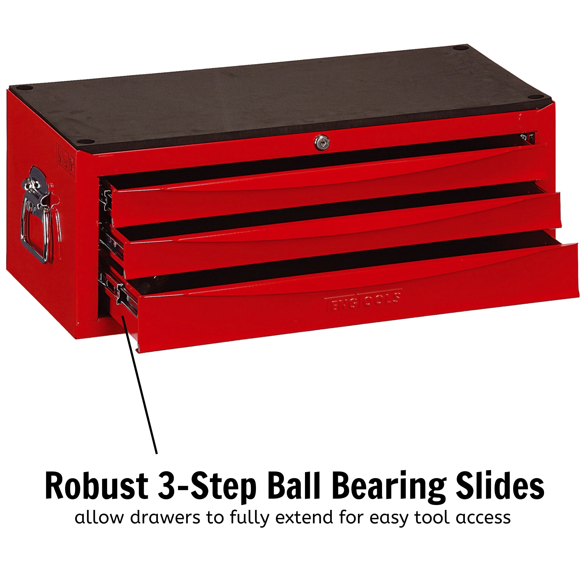 Teng Tools 3 Drawer Professional Portable Steel Lockable Red SV Middle Tool Box - TC803USV