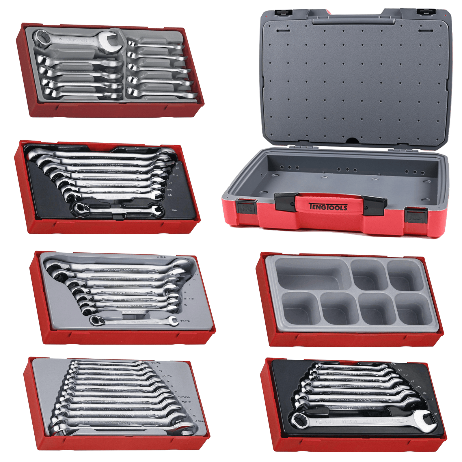 Teng Tools 46 Piece Metric & SAE Regular, Ratcheting & Stubby Wrench Kit - TC-6T-26