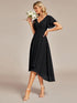 Charming V-Neck Dress with High-Low Hemline