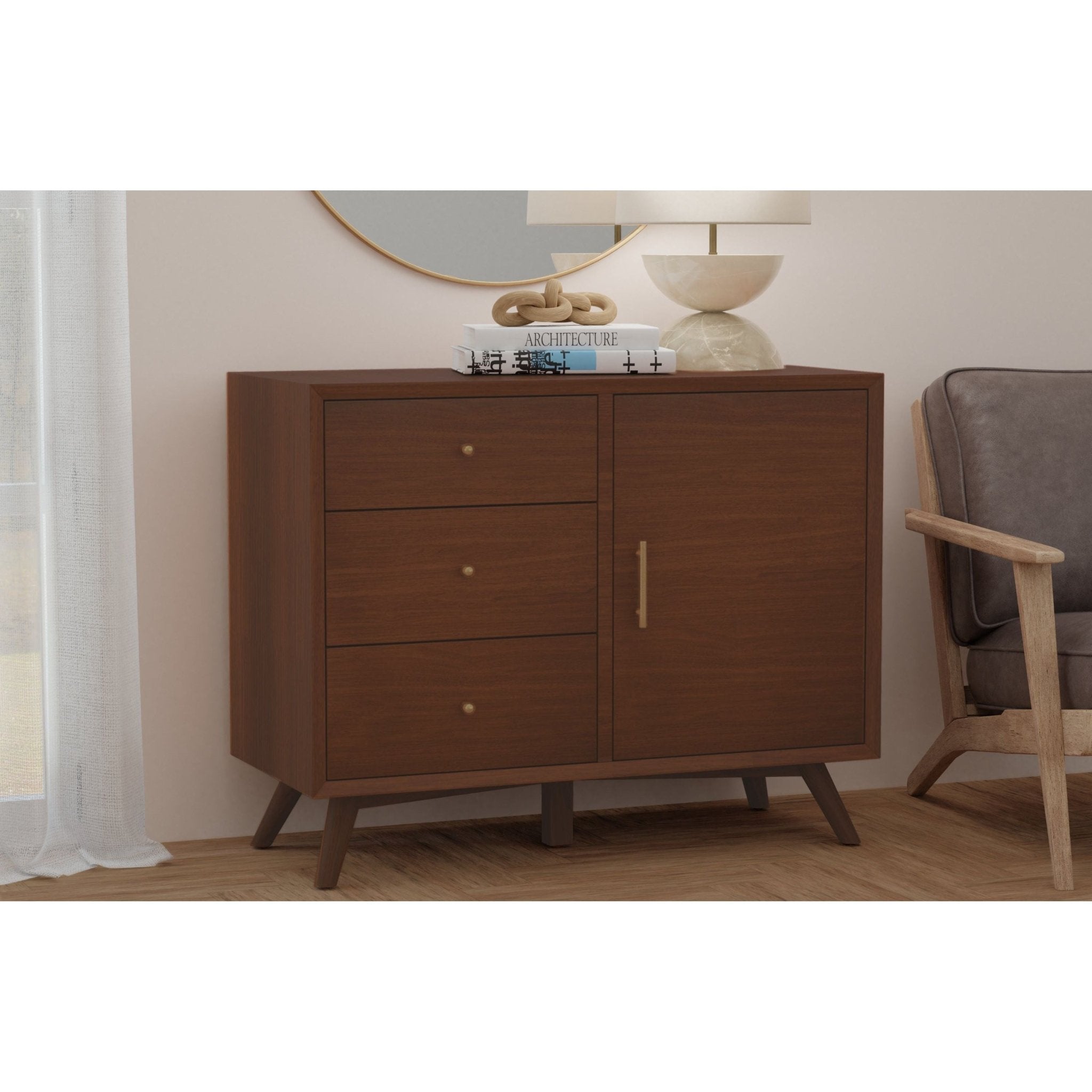 Mueble auxiliar Flynn, nogal