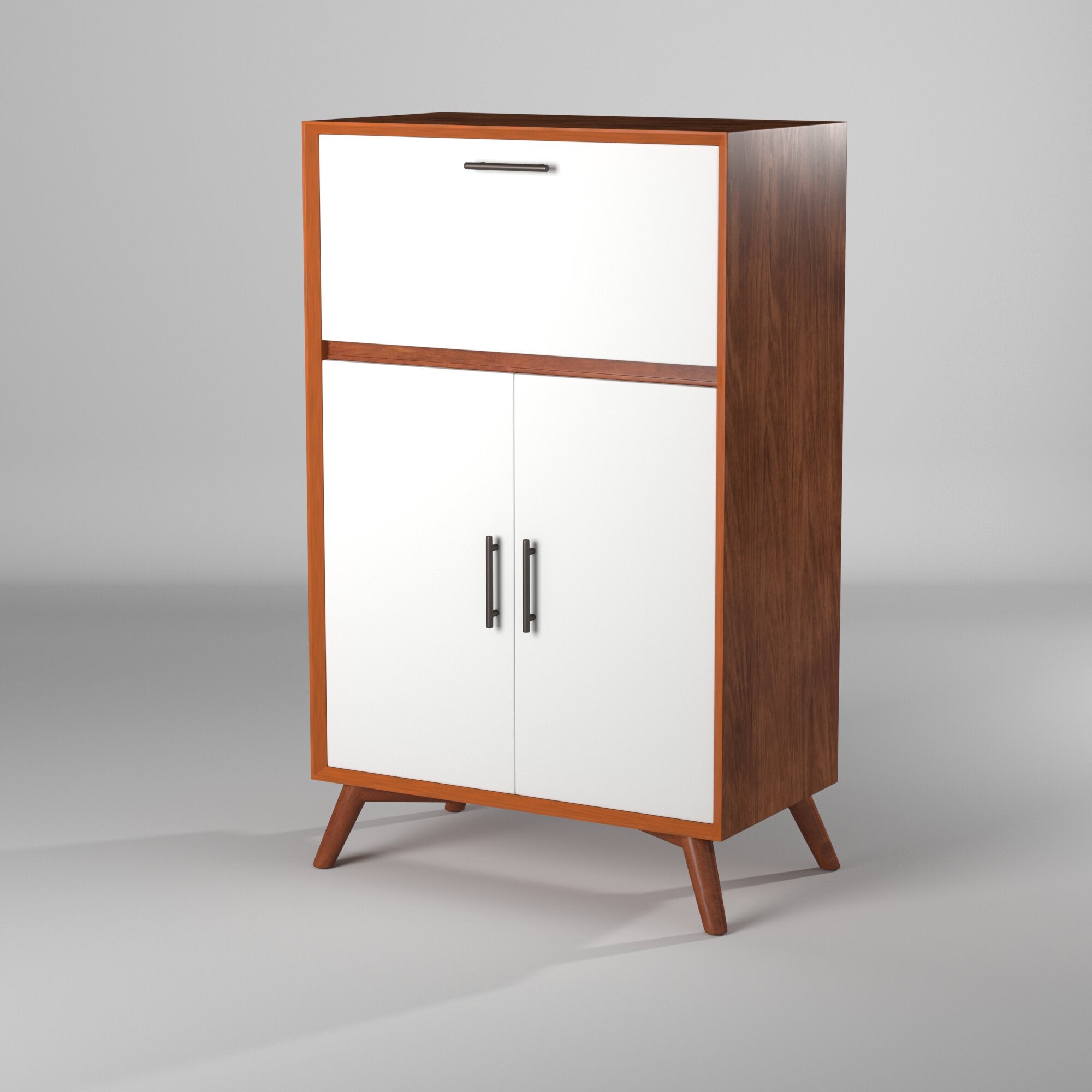 Flynn Large Bar Cabinet, Cherry Acorn/White