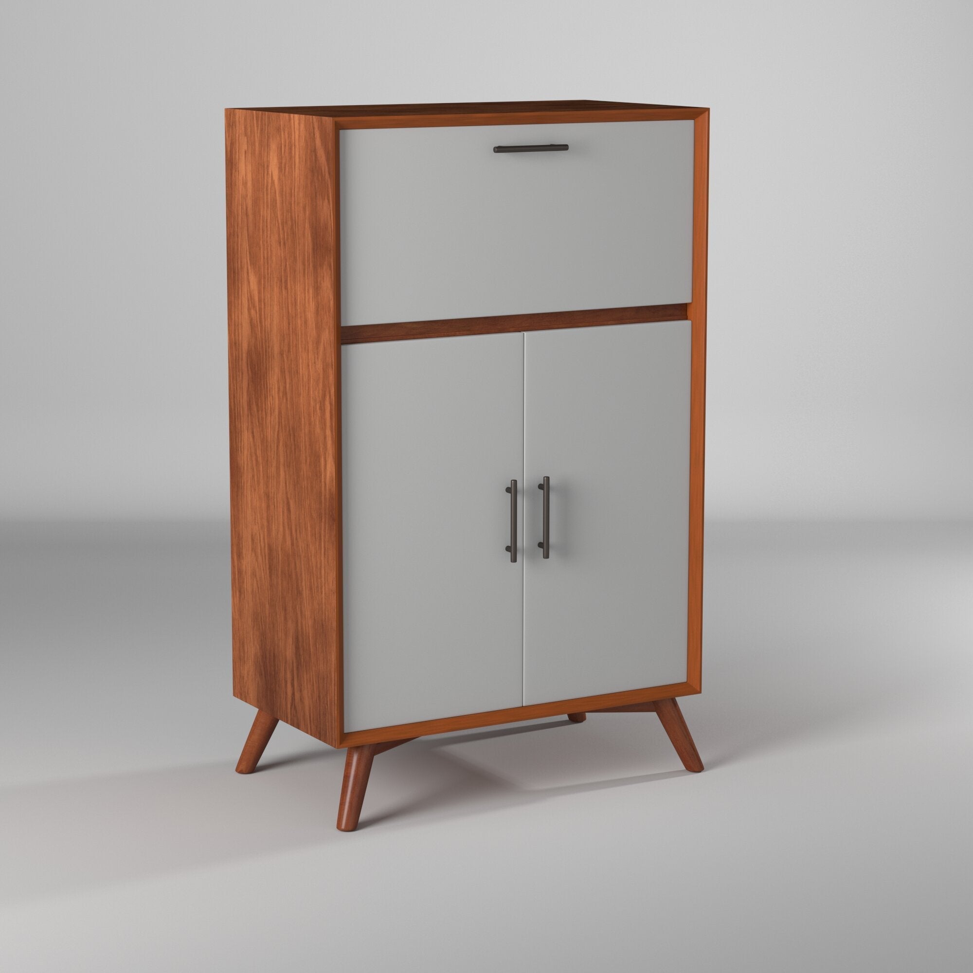 Flynn Large Bar Cabinet, Cherry Acorn/White