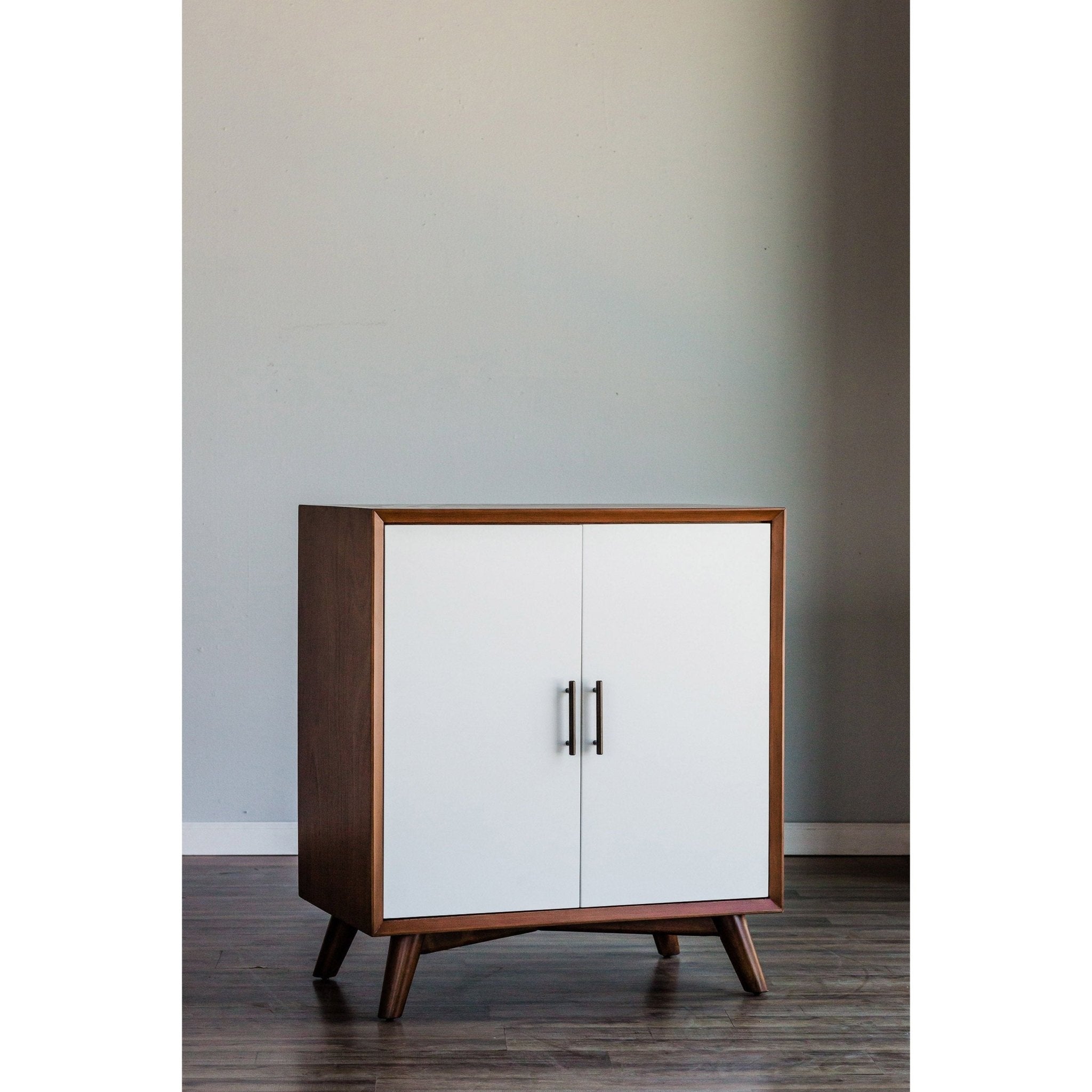 Flynn Small Bar Cabinet, Cherry Acorn/White