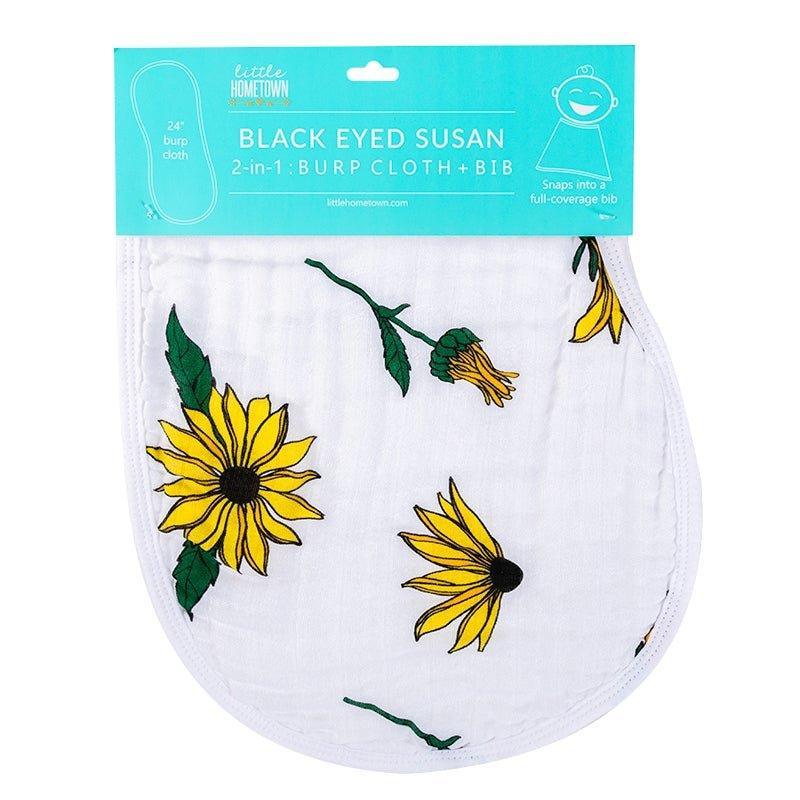 Conjunto de regalo: manta de muselina para bebé y babero/paño para eructar de Black Eyed Susan