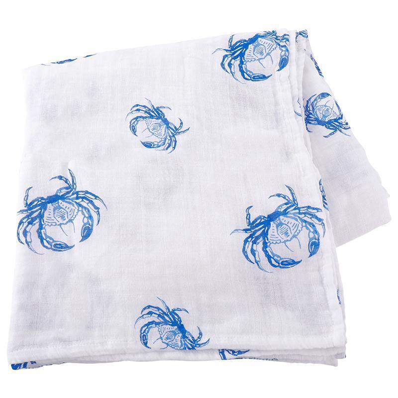 Conjunto de regalo: manta de muselina para bebé Blue Crab y paño eructador/babero combinado