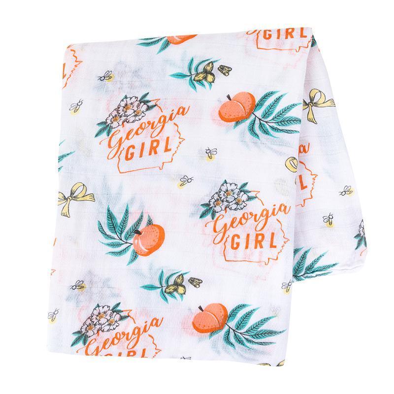 Gift Set: Georgia Girl Muslin Swaddle Blanket and Burp Cloth/Bib Combo