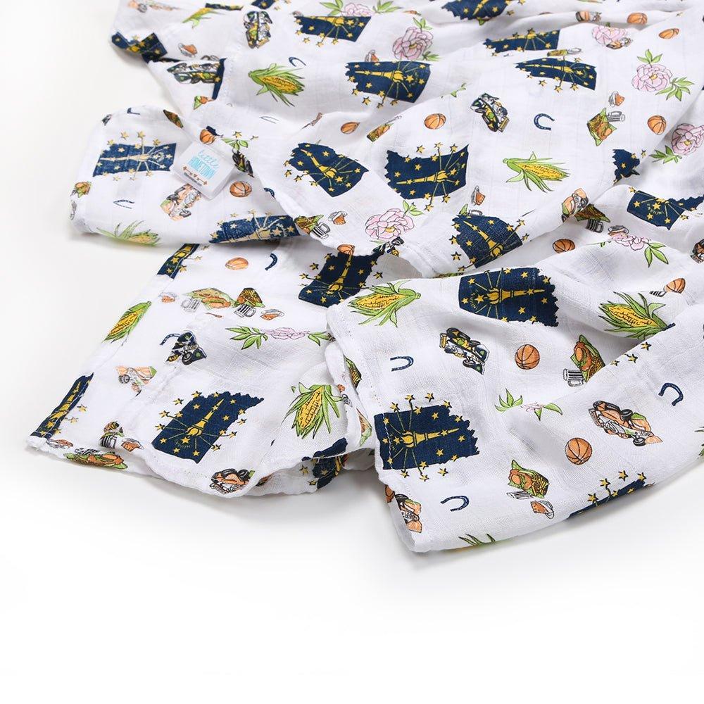 Gift Set: Indiana Baby Muslin Swaddle Blanket and Burp Cloth/Bib Combo