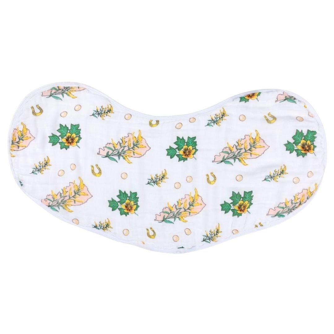 Gift Set: Kentucky Baby Muslin Swaddle Blanket and Burp Cloth/Bib Combo (Floral)