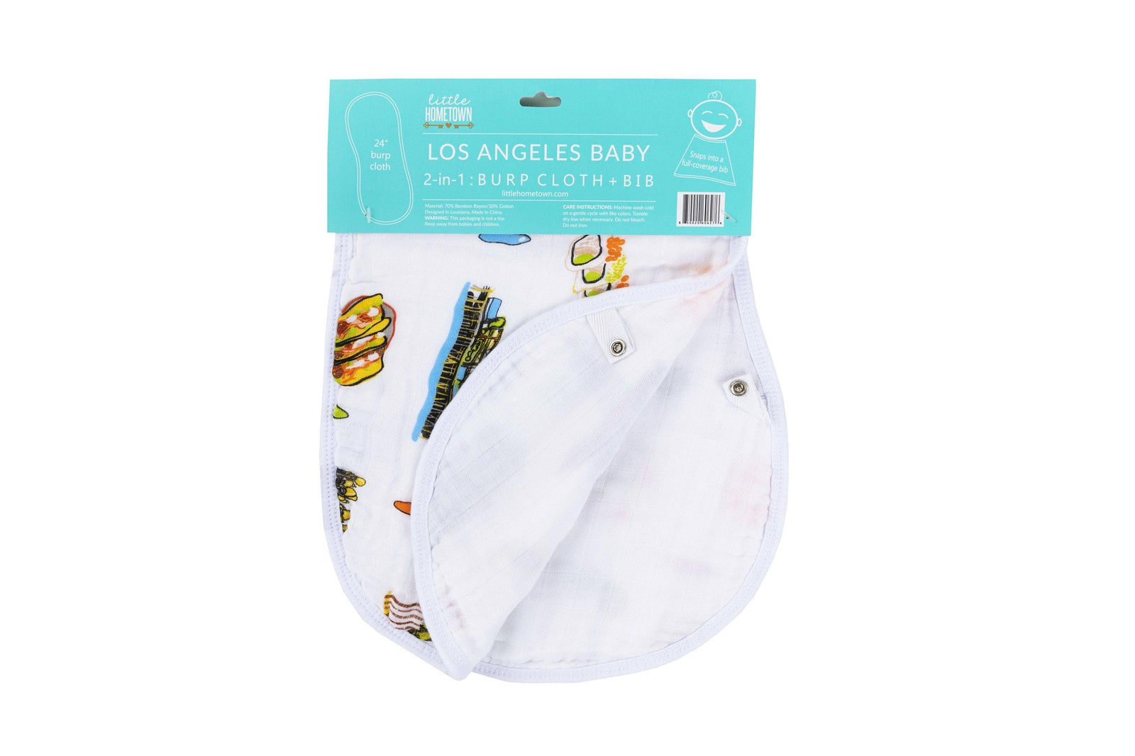 Gift Set: Los Angeles Baby Muslin Swaddle Blanket and Burp Cloth/Bib Combo