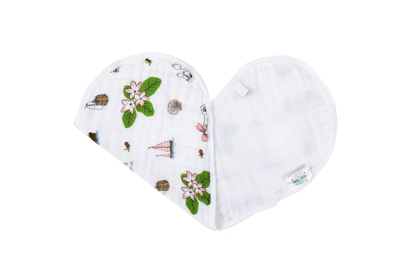 Gift Set: Massachusetts Floral Baby Muslin Swaddle Blanket and Burp Cloth/Bib Combo