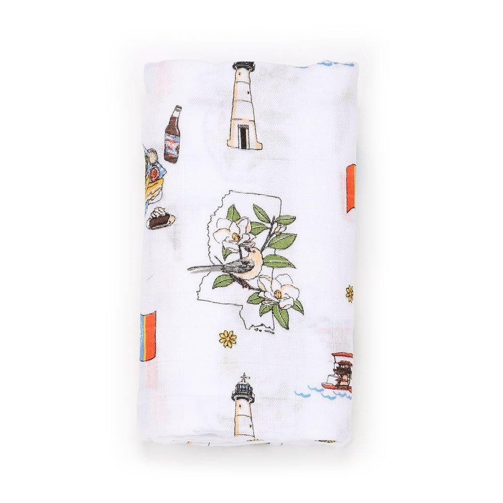 Gift Set: Mississippi Muslin Swaddle Baby Blanket and Burp Cloth/Bib Combo