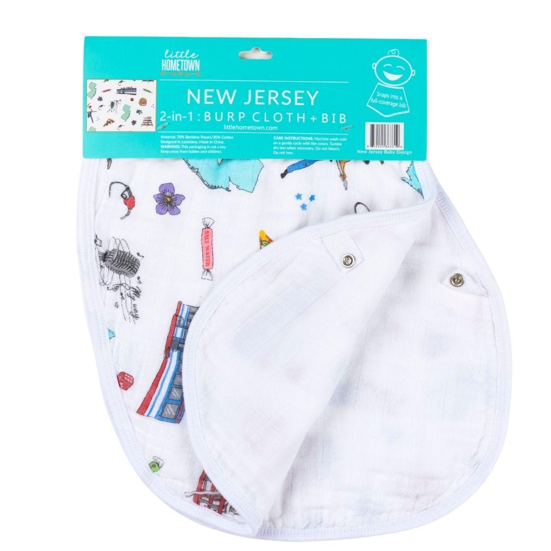 Gift Set: New Jersey Baby Muslin Swaddle Blanket and Burp Cloth/Bib Combo