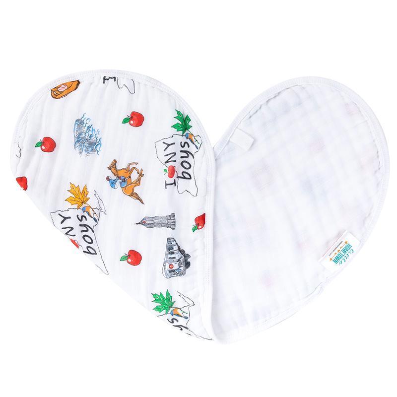 Gift Set: New York Baby Boy Muslin Swaddle Blanket and Burp Cloth/Bib Combo