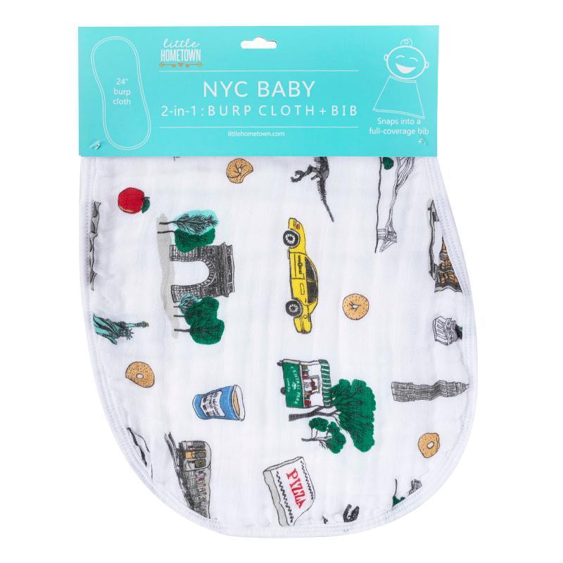 Gift Set: New York City Baby Muslin Swaddle Blanket and Burp Cloth/Bib Combo