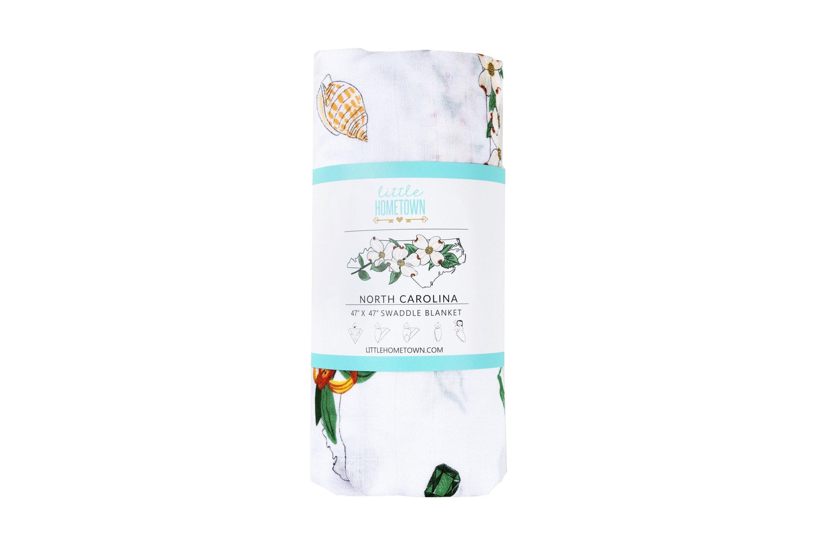 Gift Set: North Carolina Baby Muslin Swaddle Blanket and Burp Cloth/Bib Combo (Floral)