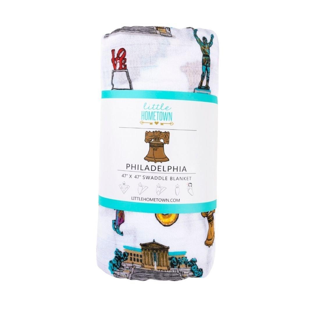 Gift Set: Philadelphia Baby Muslin Swaddle Blanket and Burp Cloth/Bib Combo