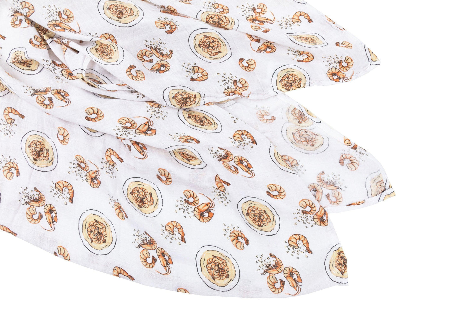 Gift Set: Shrimp'n Grits Baby Muslin Swaddle Blanket and Burp Cloth/Bib Combo