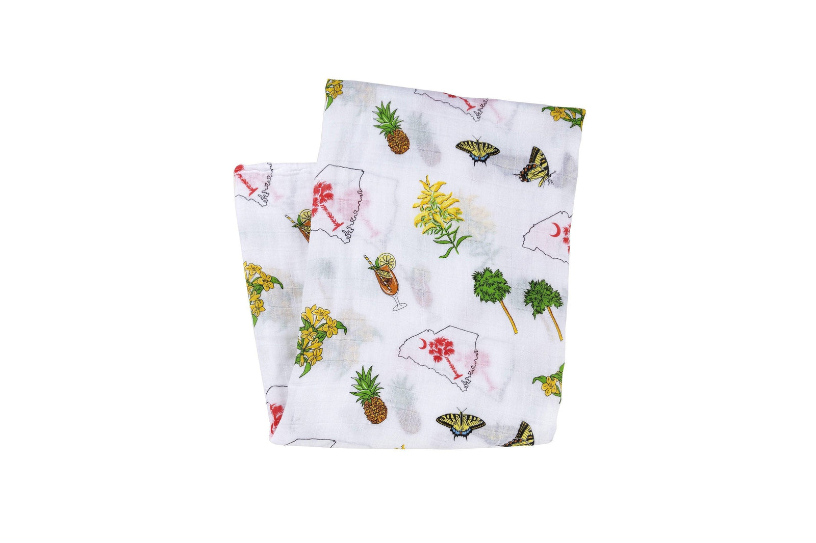 Gift Set: South Carolina Girl Baby Muslin Swaddle Blanket and Burp Cloth/Bib Combo