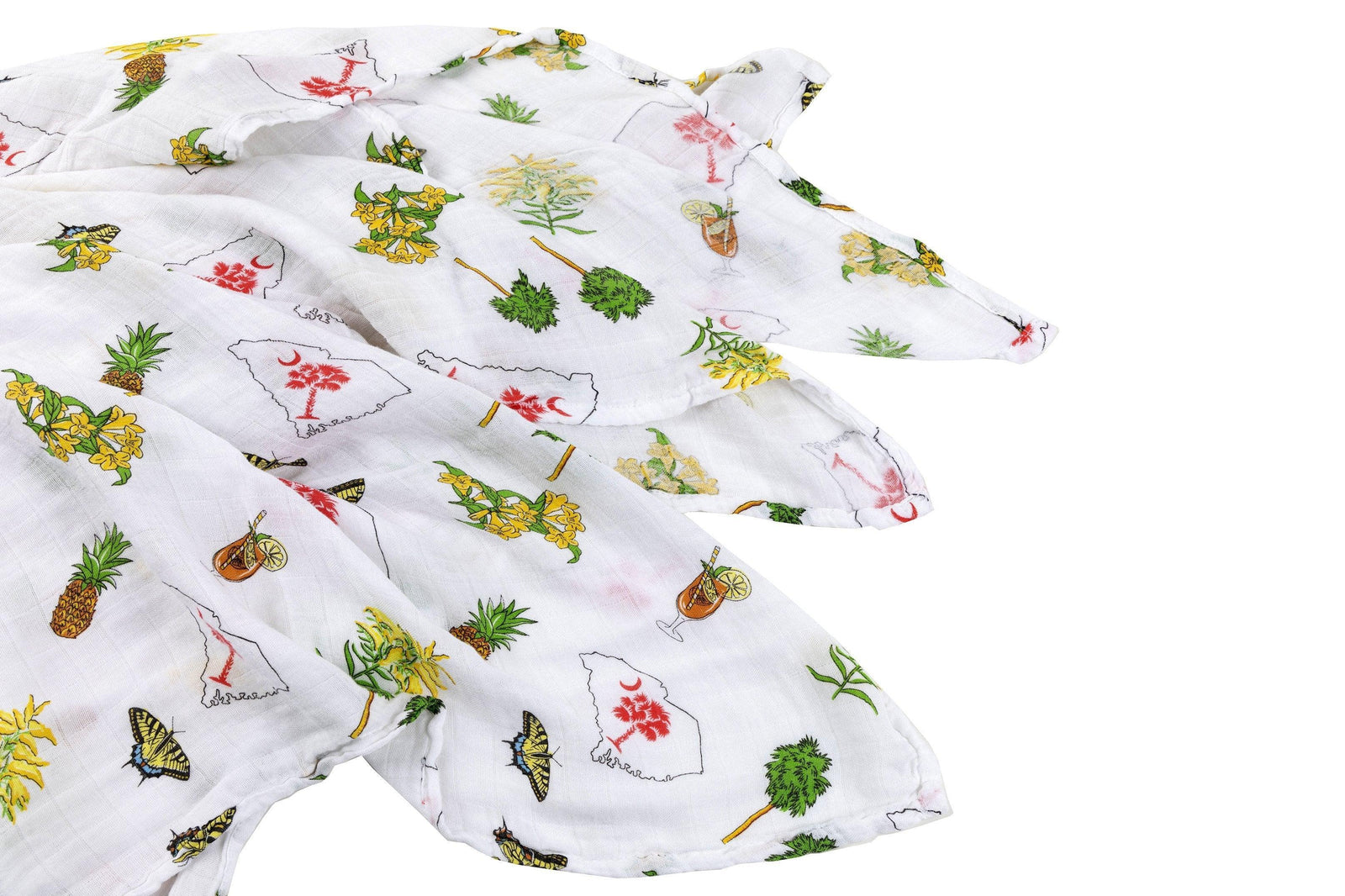 Gift Set: South Carolina Girl Baby Muslin Swaddle Blanket and Burp Cloth/Bib Combo