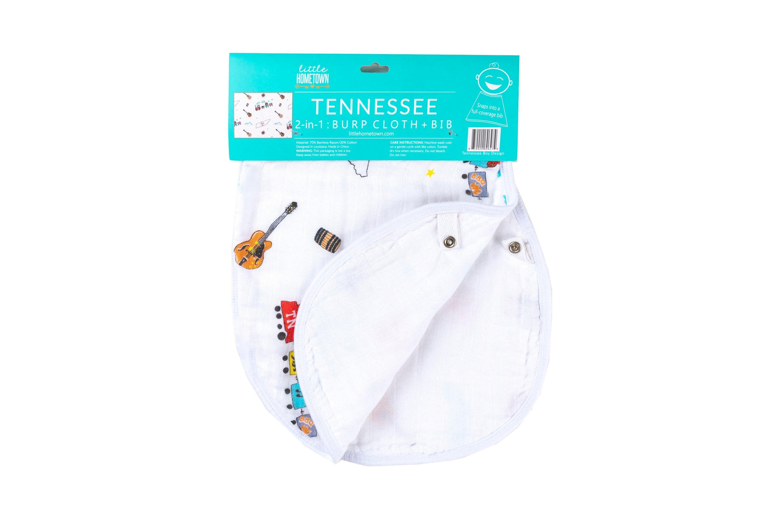 Conjunto de regalo: manta de muselina para envolver al bebé y paño eructador/babero combinados de Tennessee Baby