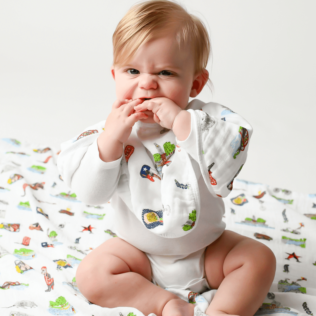 GiftSet: Austin Baby Muslin Swaddle Blanket and Burp Cloth/Bib Combo