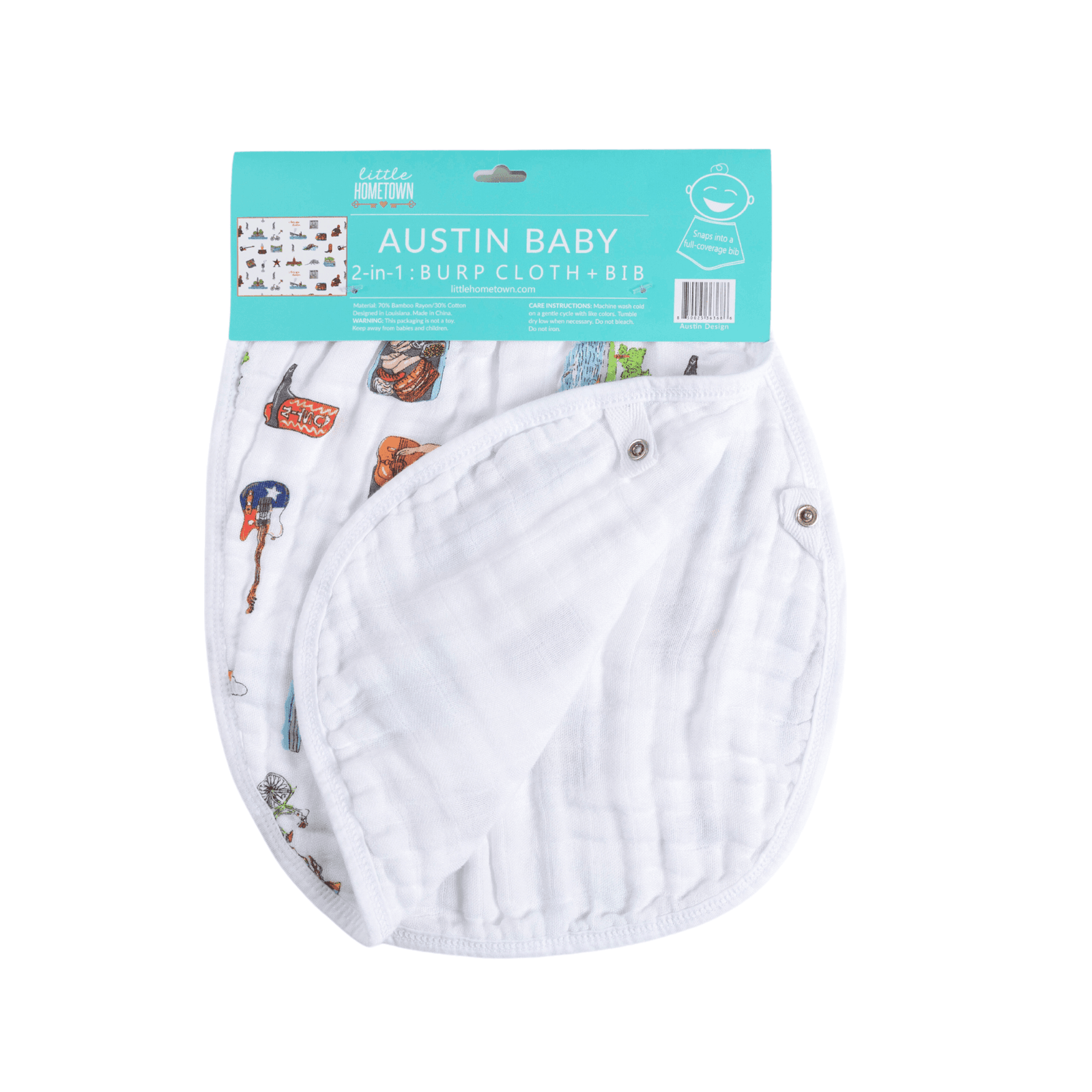 GiftSet: Austin Baby Muslin Swaddle Blanket and Burp Cloth/Bib Combo