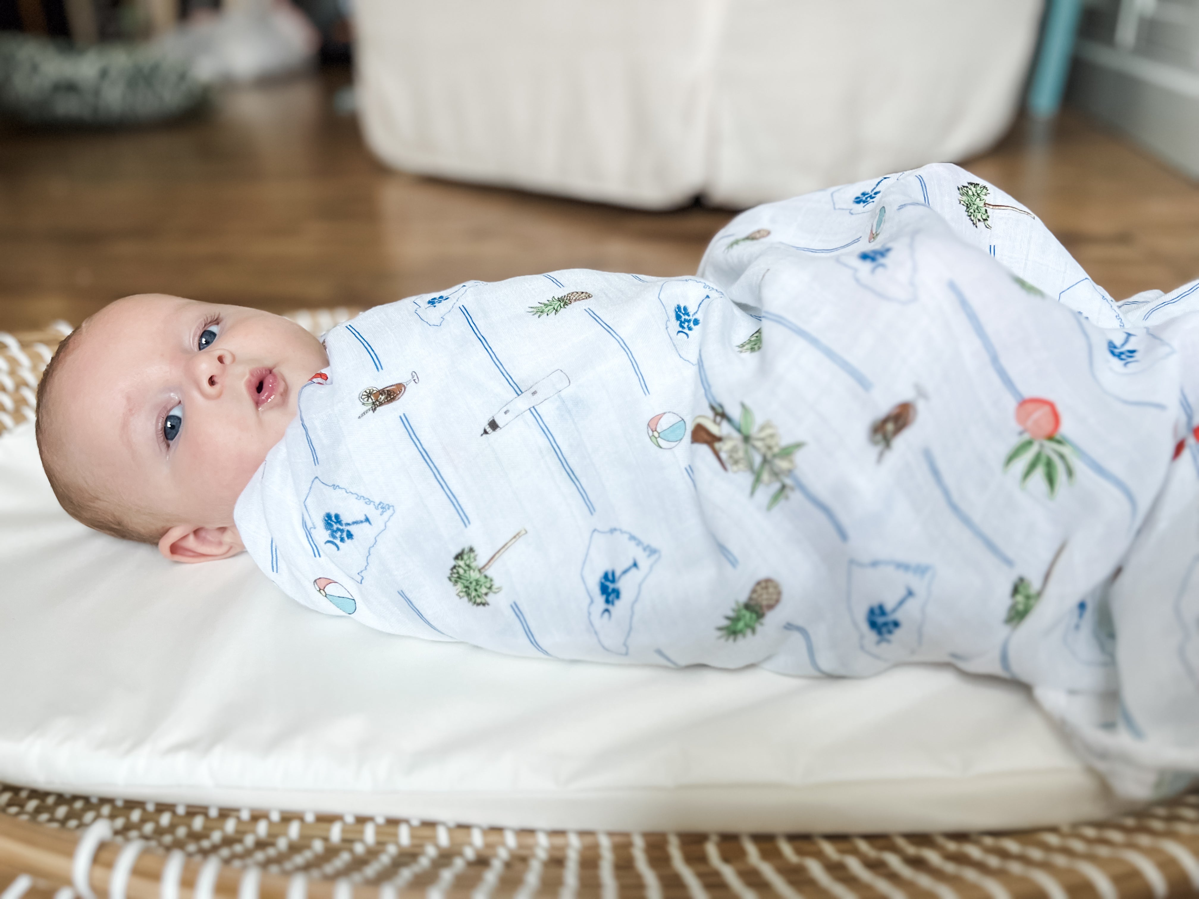 GiftSet: South Carolina Baby Muslin Swaddle Blanket and Burp Cloth/Bib Combo