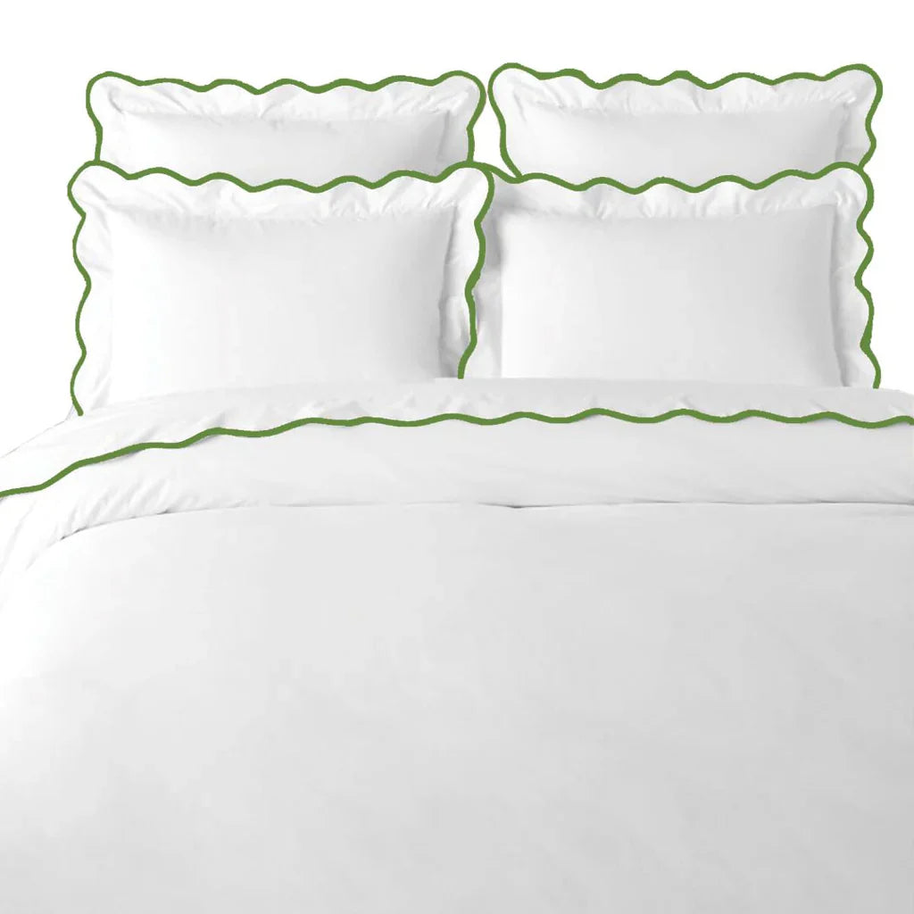 Green Scalloped Duvet Cover by Laura Park