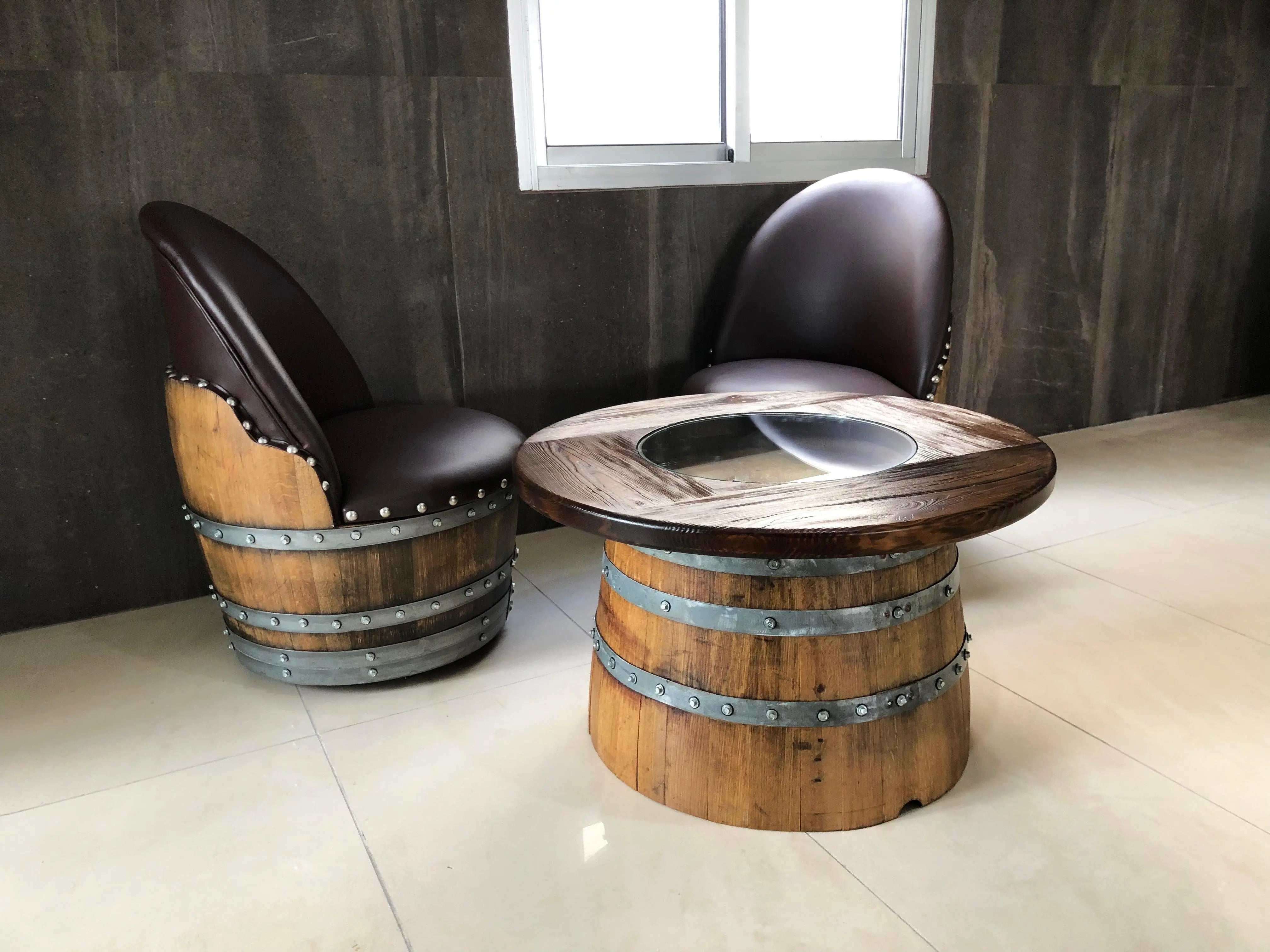 Half-Wine Barrel Coffee Table