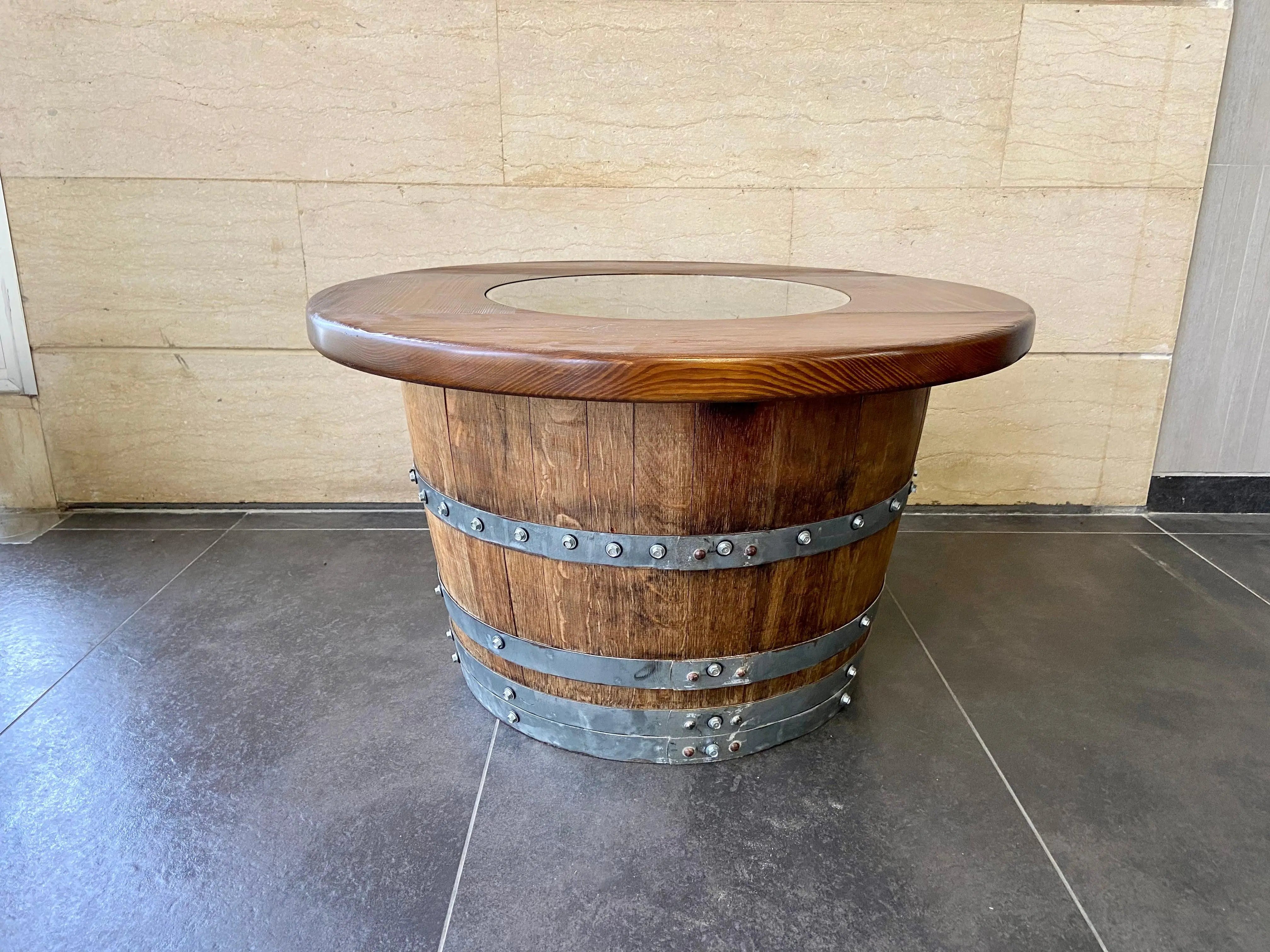 Half-Wine Barrel Coffee Table