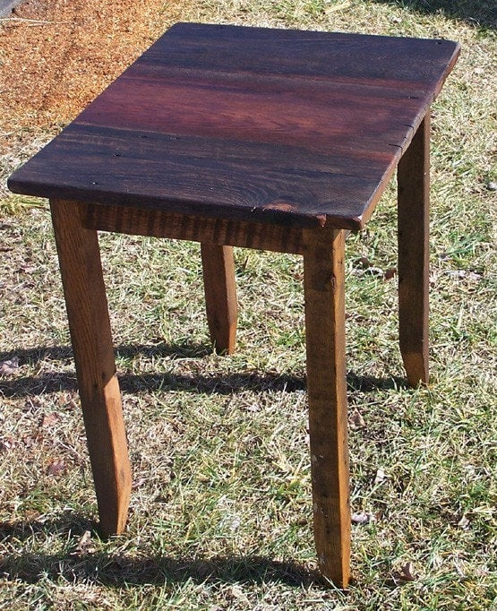 ENVÍO GRATIS - Mesa auxiliar antigua - Mesita de noche de madera de roble - Mesa auxiliar de madera de roble recuperada