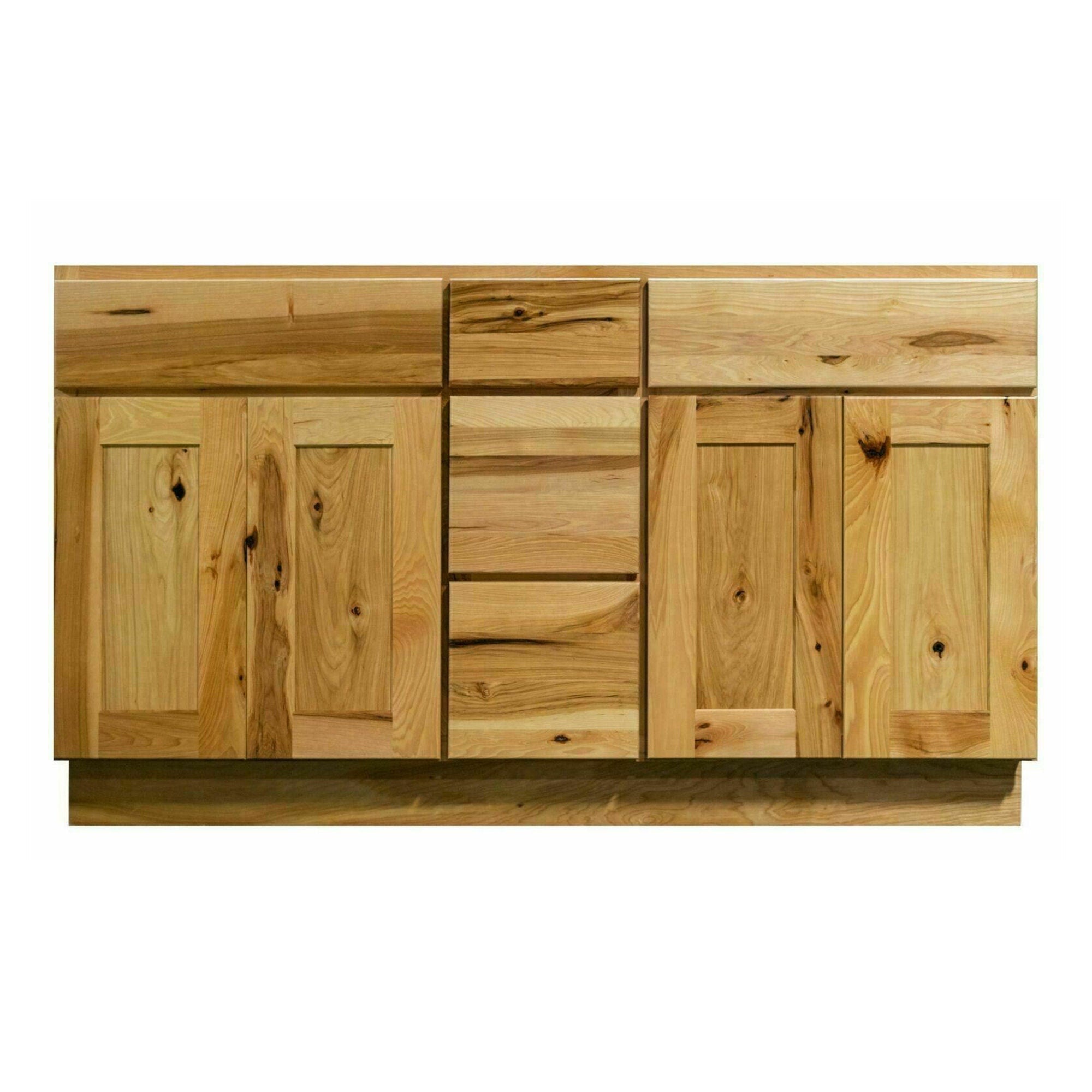 60 Inch Hickory Shaker Double Sink Bathroom Vanity with Drawers