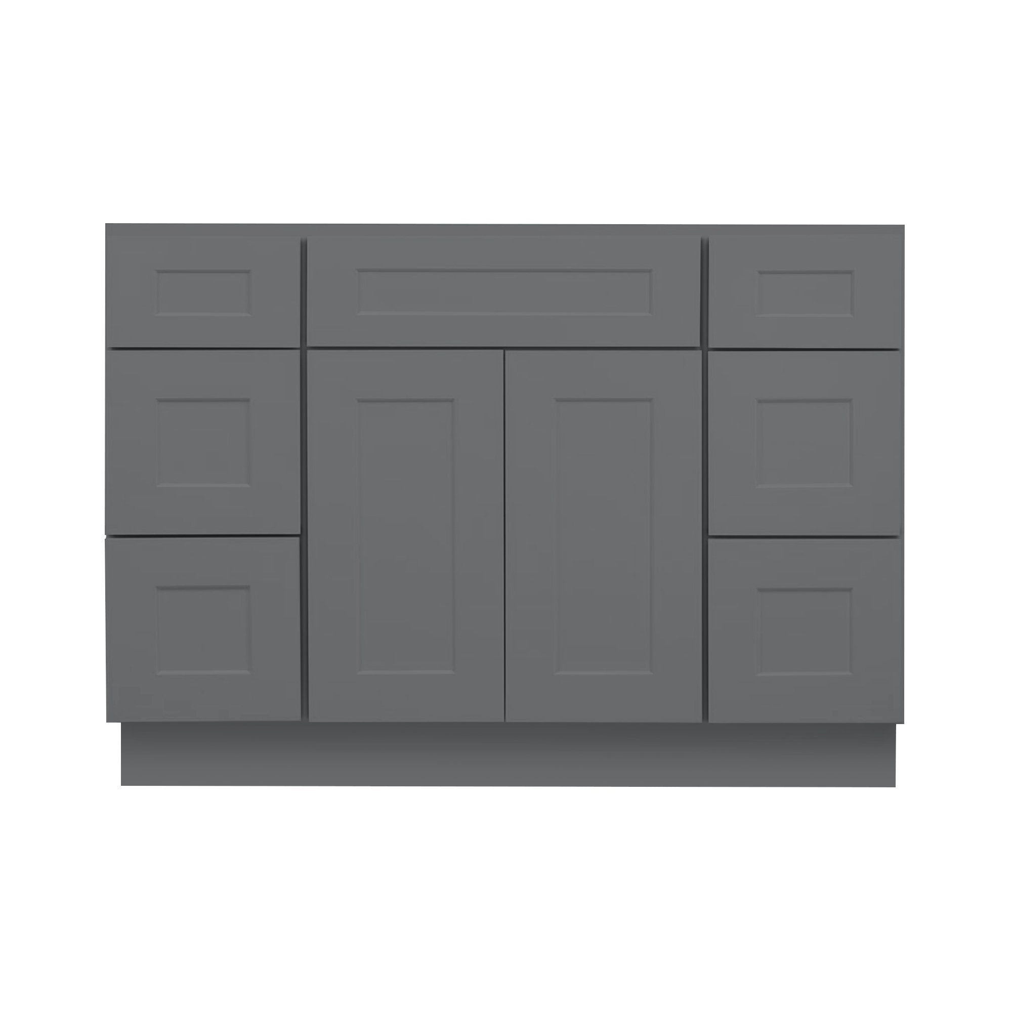 60 Inch Grey Shaker Single Sink Bathroom Vanity with Drawers